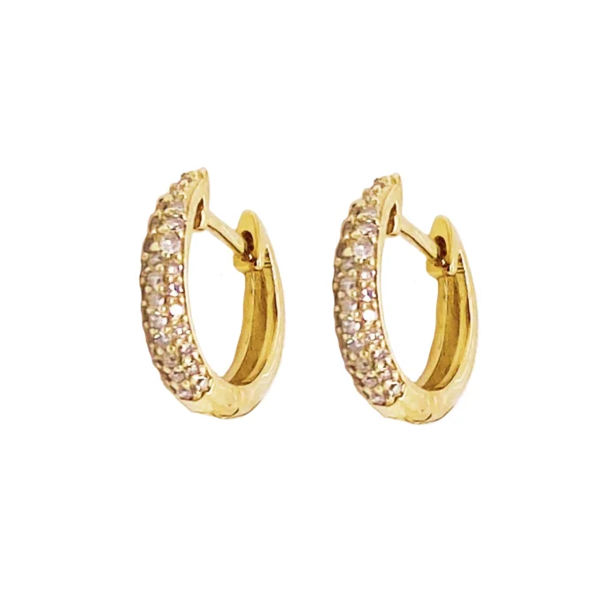 Best hoop earrings with multi-colored gemstones for a vibrant and lively touch-Pave Diamond Huggie Earrings