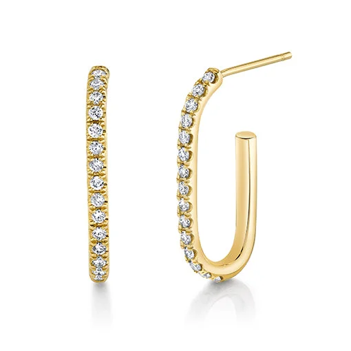 Hoop earrings with abstract wirework for an artistic, unique look-Pave Solid Link Studs