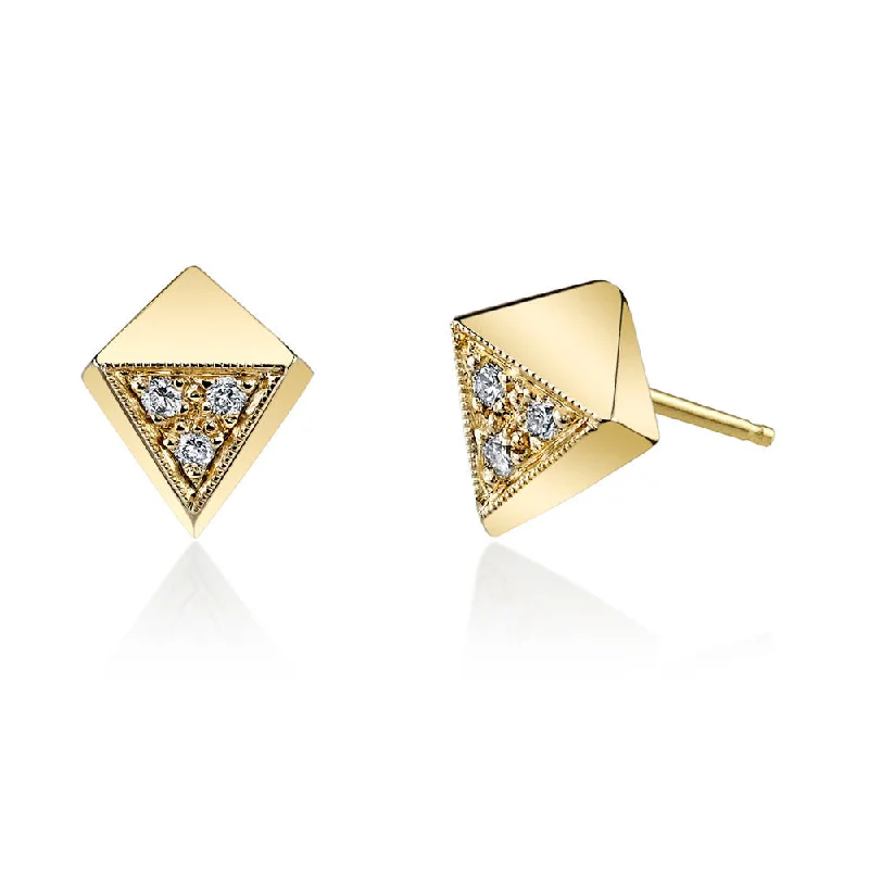 Best hoop earrings with satin ribbons for a soft, feminine appearance-Pave Polyhedron Studs