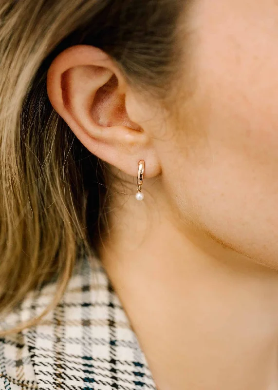 Hoop earrings with rhinestone embellishments for a glamorous and sparkling look-Pearl Mini Hoops