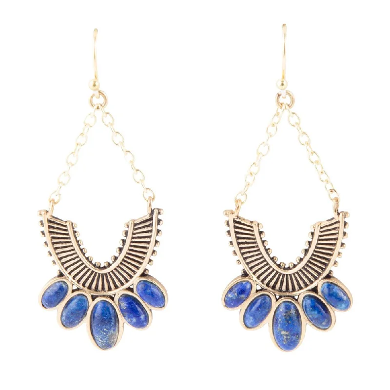 Hoop earrings with textured finishes for a vintage and classic style-Phantom Lapis Chandelier Earrings