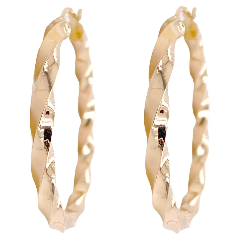 Best hoop earrings with matte finish for a sophisticated, understated design-Polished Twisted Gold Hoop Earrings, 14K Yellow Gold Hoops