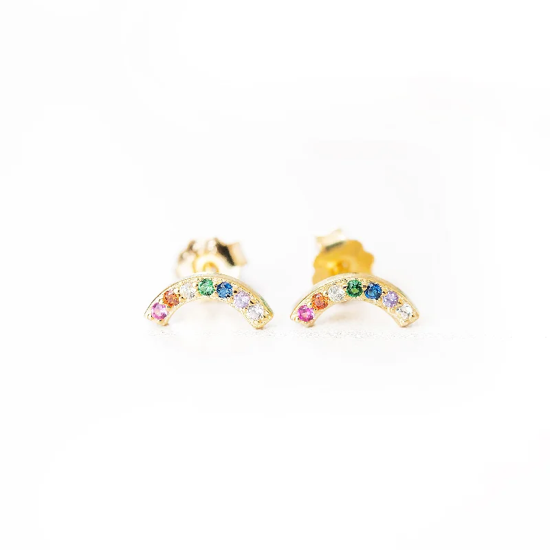 Small hoop earrings for a delicate and understated everyday wear-Rainbow Studs