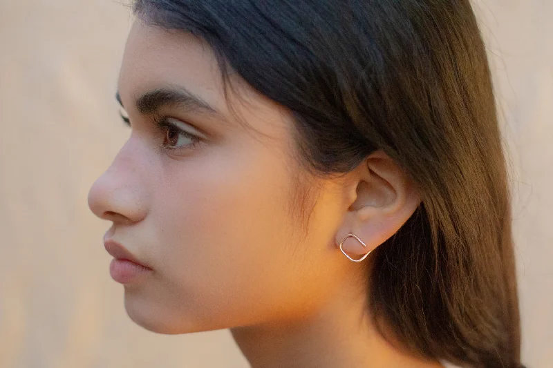 Best hoop earrings with lever-back closures for secure and easy wear-Rectangle Tuck Studs