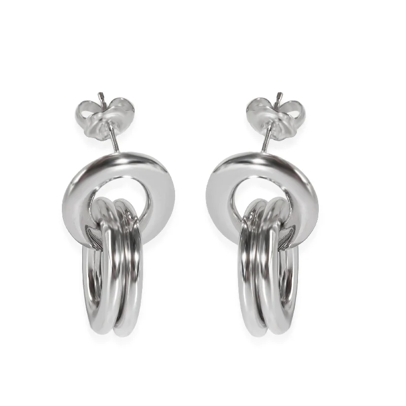 Hoop earrings with multi-tone finishes for a colorful and layered effect-Roberto Coin Triple Oval Drop Earring in 18K White Gold