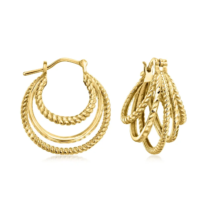 Best hoop earrings with angel wing accents for a spiritual and meaningful design-Ross-Simons 18kt Gold Over Sterling Multi-Hoop Earrings