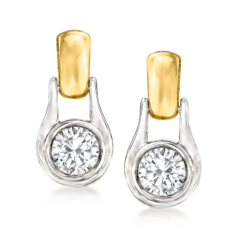 Best hoop earrings with geometric cuts for a sharp, modern appeal-Ross-Simons Diamond 2-Tone Earrings