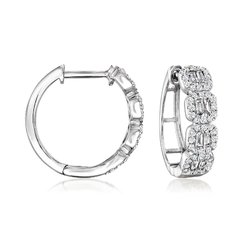 Best hoop earrings with infinity designs for a timeless and meaningful symbol-Ross-Simons Diamond Halo Hoop Earrings in 14kt White Gold