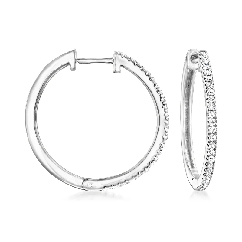 Best hoop earrings with vintage rhinestone embellishments for a retro-glam effect-Ross-Simons Diamond Hoop Earrings in Sterling Silver