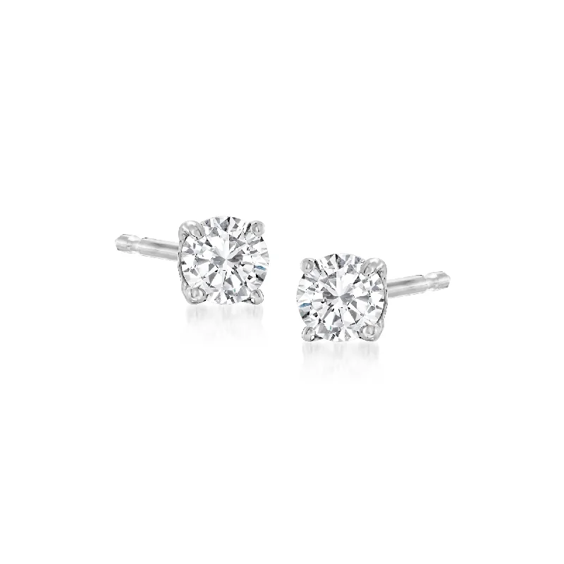 Classic hoop earrings with a thin profile for a sleek and subtle style-Ross-Simons Diamond in 14kt White Gold