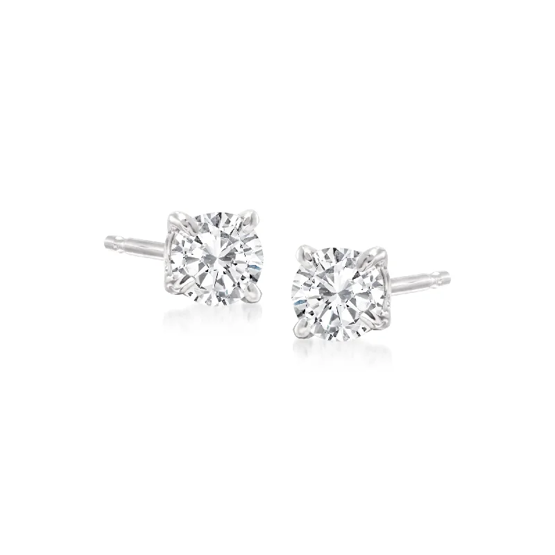 Best hoop earrings with cubic zirconia for a budget-friendly, dazzling look-Ross-Simons Diamond in 14kt White Gold