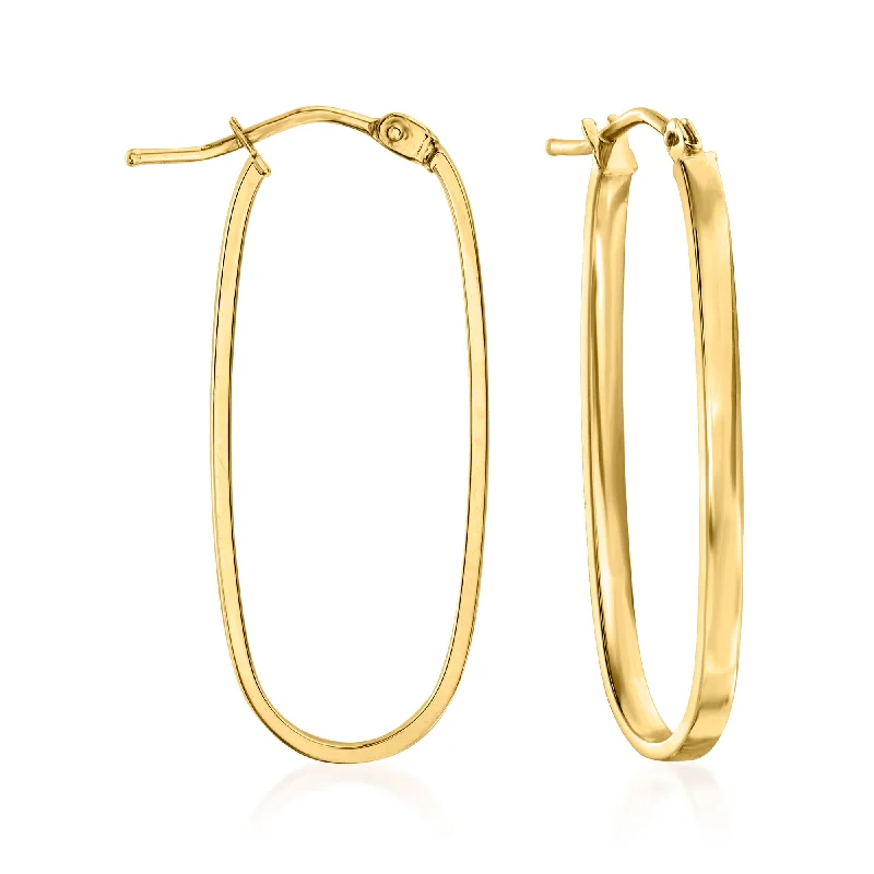 Best hoop earrings with custom designs for a personalized, unique accessory-Ross-Simons Italian 14kt Yellow Gold Flat Oval Hoop Earrings