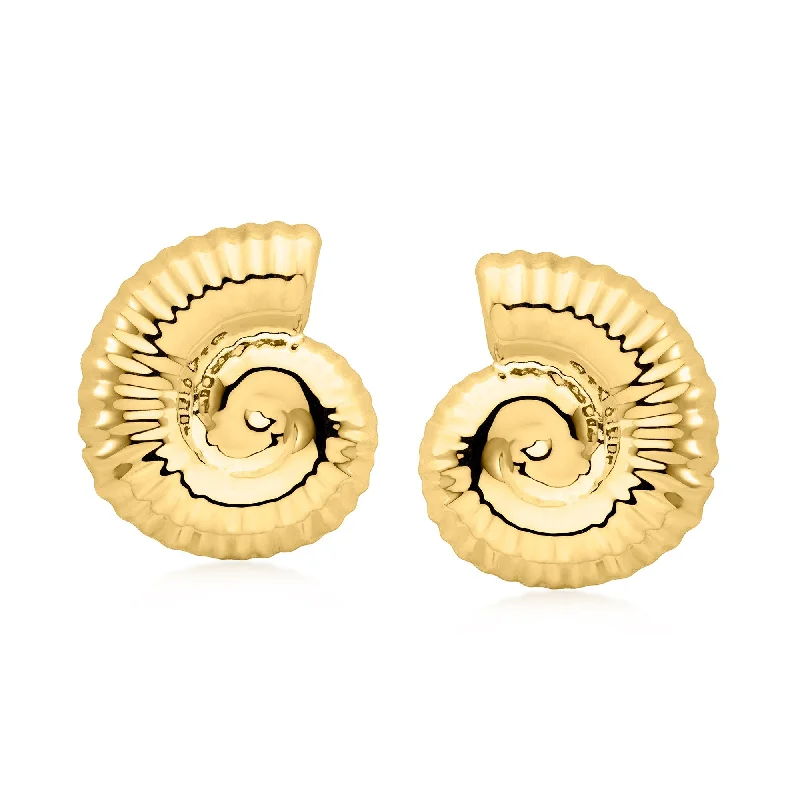 Best hoop earrings with stacked layers for a dimensional and bold look-Ross-Simons Italian 18kt Gold Over Sterling Spiral Seashell Earrings