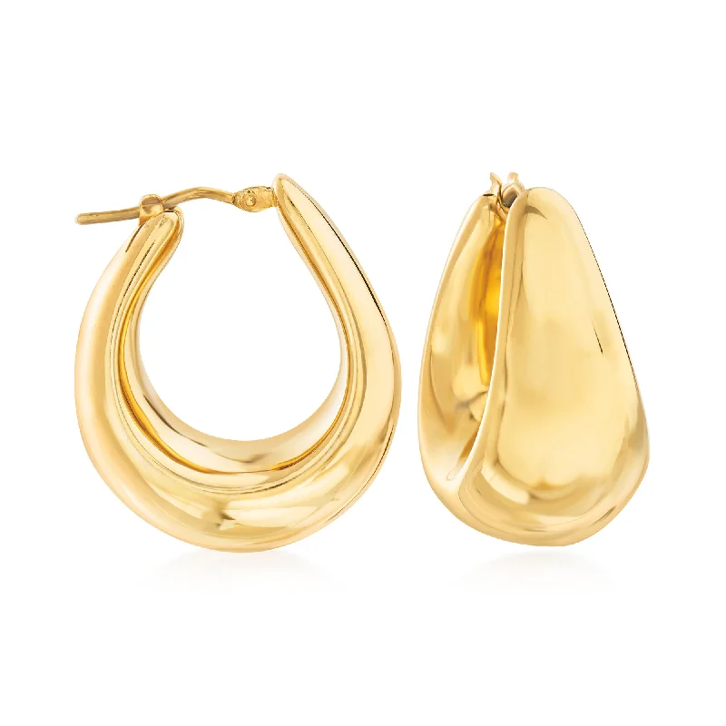 Best hoop earrings with delicate chain details for a trendy and stylish design-Ross-Simons Italian 18kt Yellow Gold Over Sterling Wide Hoop Earrings