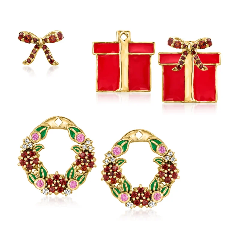 Stylish hoop earrings with diamond accents for an elegant and sparkling effect-Ross-Simons Multi-Gemstone and Multicolored Enamel Jewelry Set