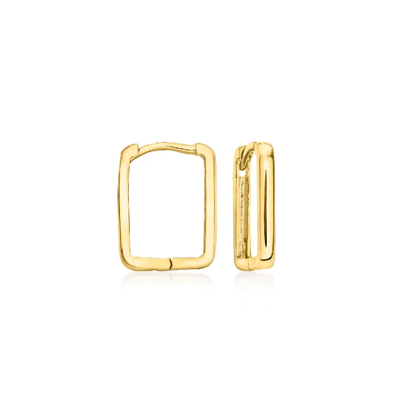 Hoop earrings with rhinestone embellishments for a glamorous and sparkling look-RS Pure by Ross-Simons Italian 14kt Yellow Gold Square Huggie Hoop Earrings