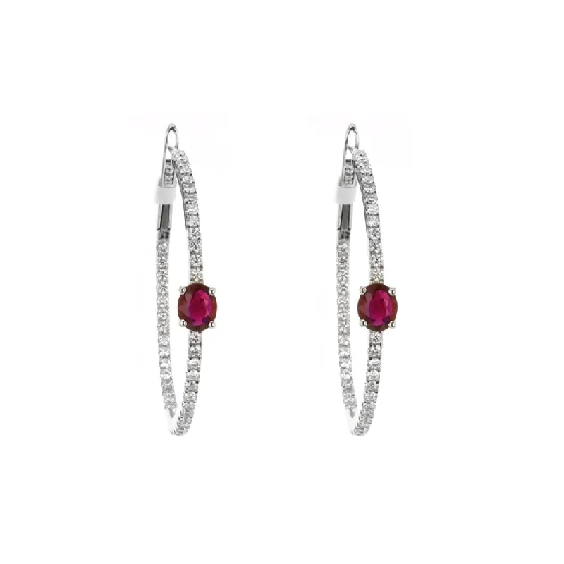 Best hoop earrings with custom engravings for a personalized and meaningful gift-Ruby & Diamond Inside-Out Hoop Earrings