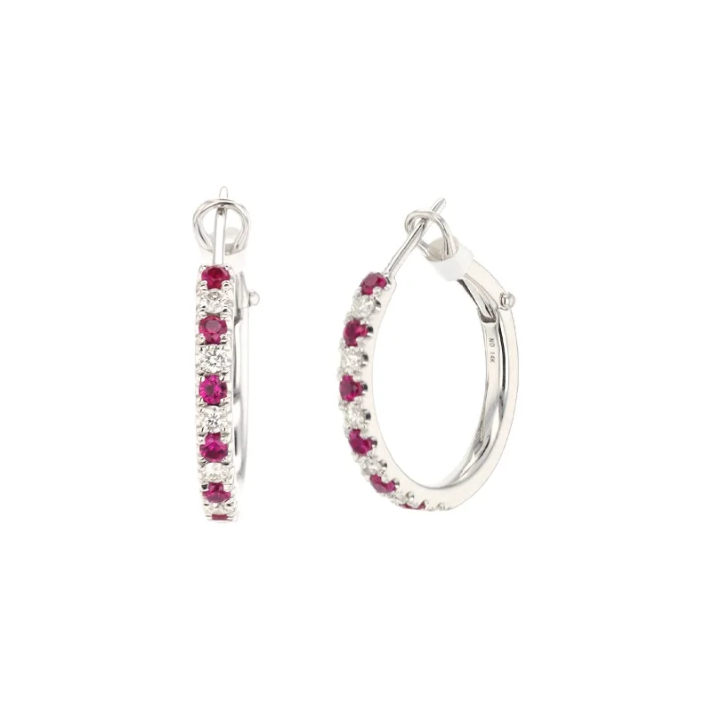 Best hoop earrings with gold-plated finishes for an affordable luxury vibe-Ruby & Diamond Hoop Earrings