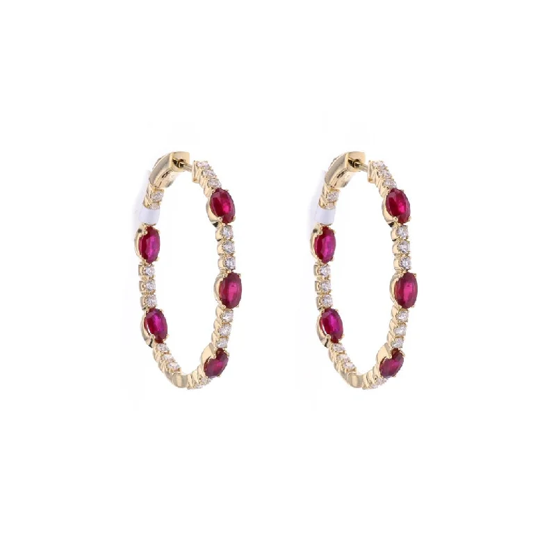 Best hoop earrings with asymmetrical designs for a fashion-forward, avant-garde look-Ruby & Diamond Inside-Out Hoop Earrings