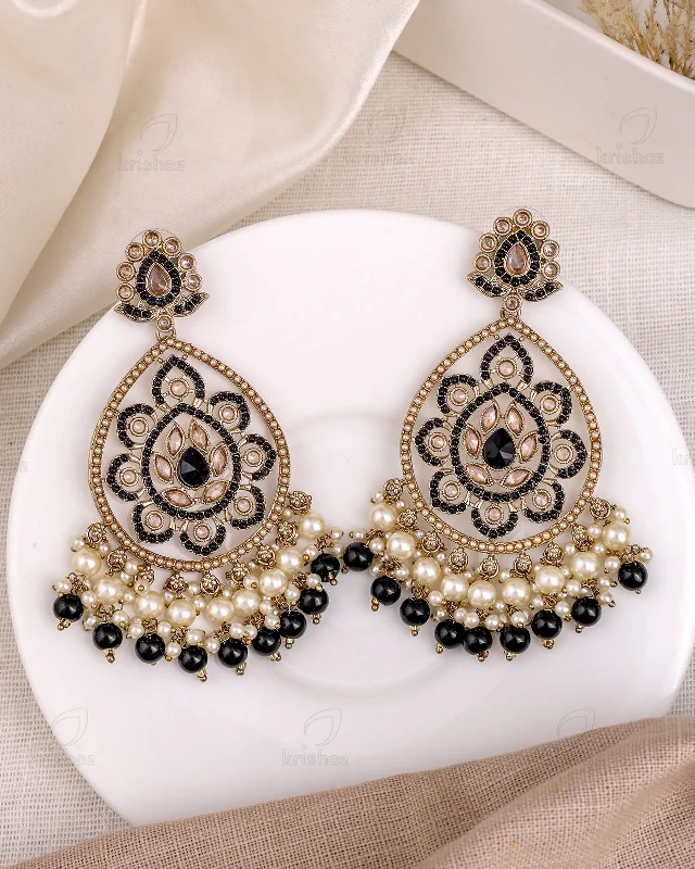 Hoop earrings with tortoiseshell designs for a chic and classic style-Rukaiya Pakistani Kundan Danglers