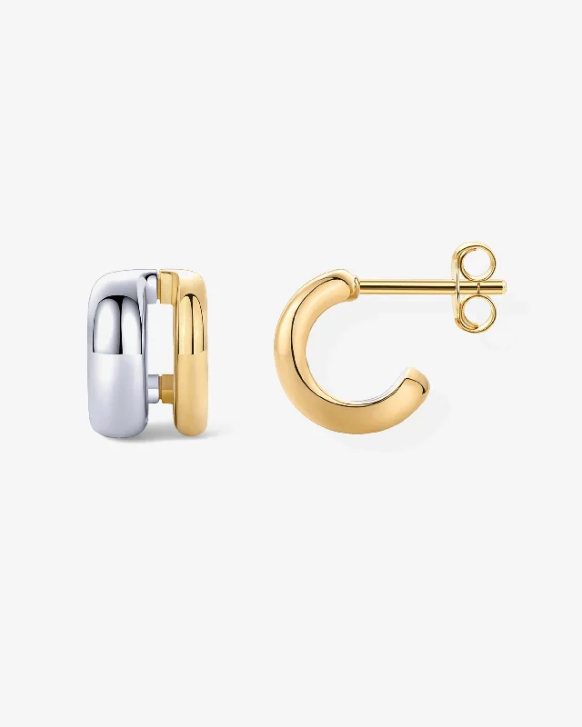 Best hoop earrings with oval shapes for a unique and elongated design-Seeing Double Two-Tone Hoops