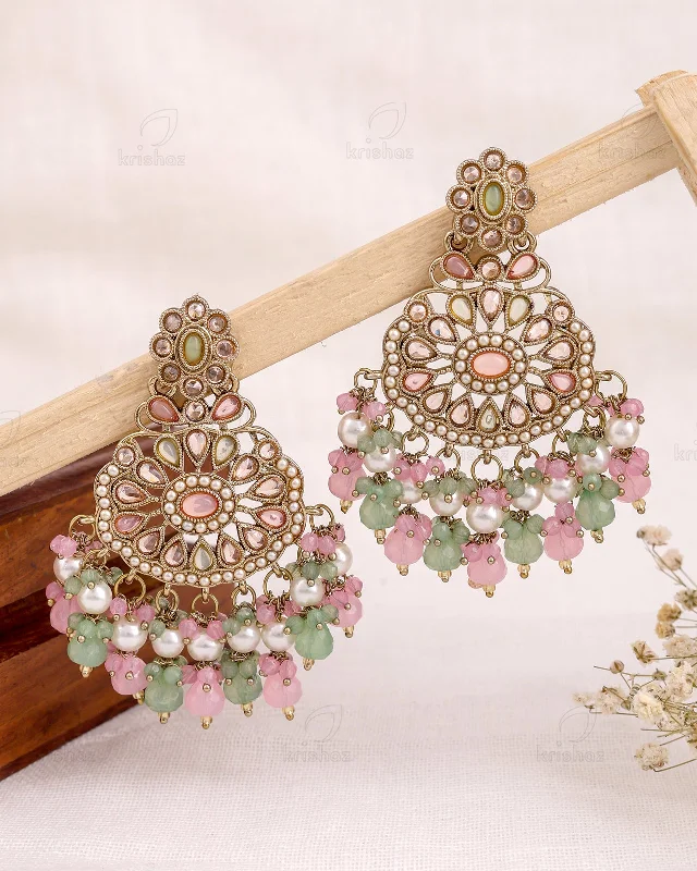 Hoop earrings with snake print designs for an edgy, wild appearance-Sehrish Pakistani Kundan Danglers