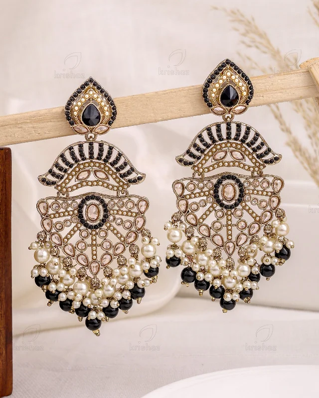 Best hoop earrings with matte finish for a sophisticated, understated design-Shabnam Pakistani Kundan Danglers