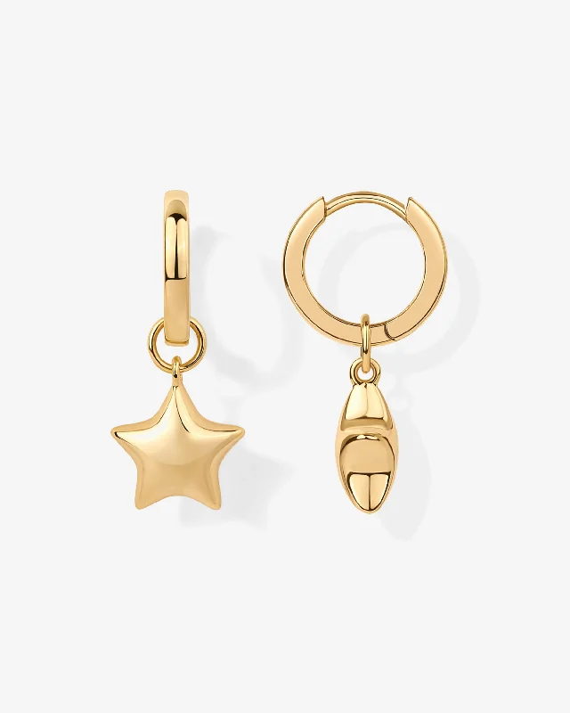 Hoop earrings with gold accents for a warm, elegant statement piece-Starstruck Dangle Huggies