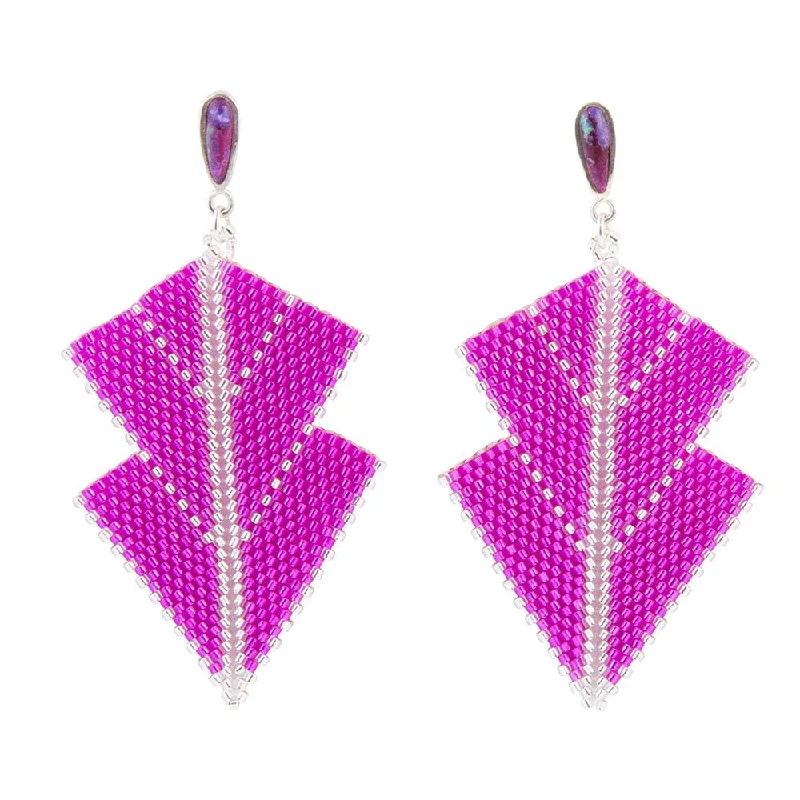 Hoop earrings with multi-tone finishes for a colorful and layered effect-Straight To The Point Seed Bead Earrings