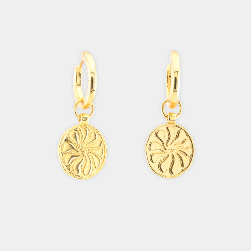 Best hoop earrings with braided leather for a rustic, stylish finish-Summer State of Mind Earrings - Gold