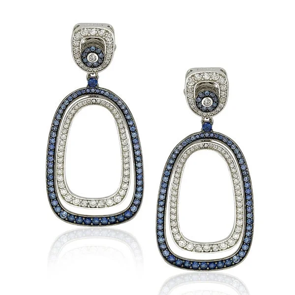 Best hoop earrings with marbled designs for a trendy and artistic effect-Suzy Levian Sterling Silver Blue Sapphire Earrings