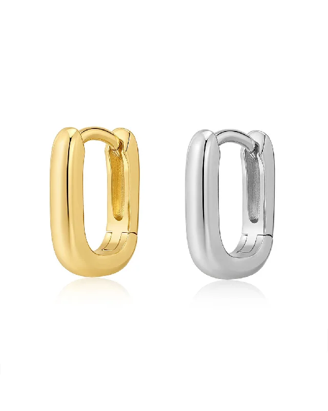 Best hoop earrings with smooth ceramic finishes for a polished, clean style-The Mini Chain Link Huggies- Two Tone