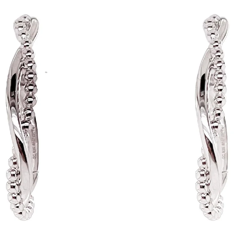 Best hoop earrings with rose gold for a romantic and warm aesthetic-Twisted Hoop Earring in Sterling Silver w Patented Screw On Backs