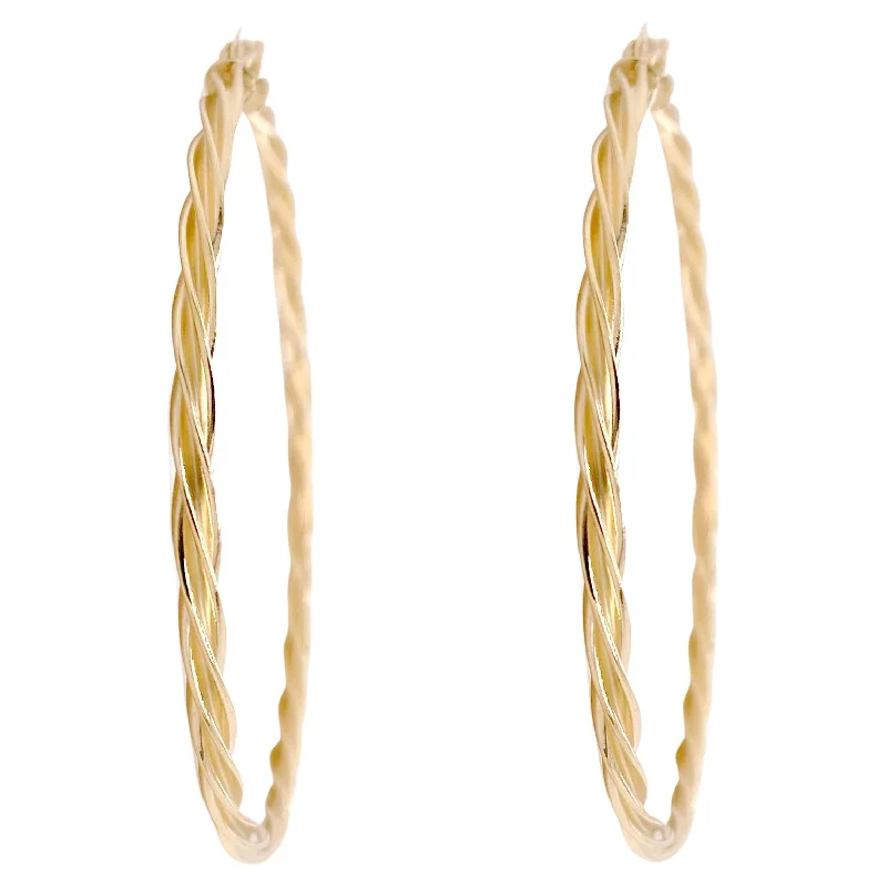 Best hoop earrings with delicate chain details for a trendy and stylish design-Twisted Hoop Earrings, 14K Yellow Gold