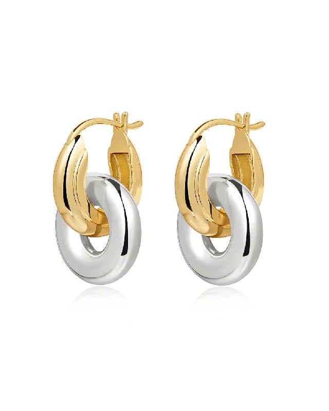 Best hoop earrings with geometric cuts for a sharp, modern appeal-Two-Tone Interlock Hoops