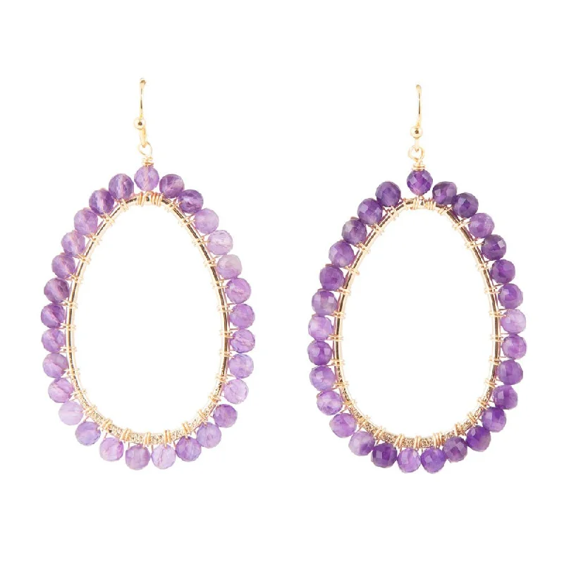 Best hoop earrings with matching bracelets for a coordinated jewelry set-Victoria Amethyst Loop Earrings