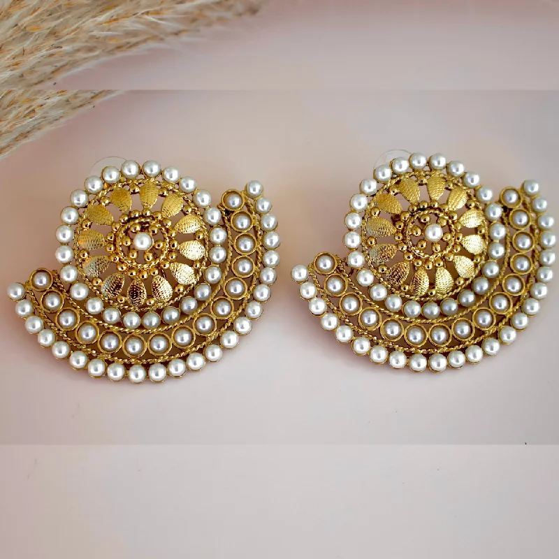 Best hoop earrings with hammered gold for a rustic yet elegant look-VYANSI PEARLY EARRINGS