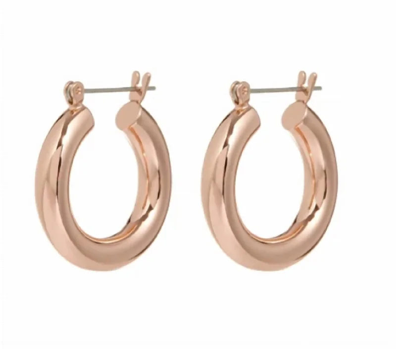 Hoop earrings with abstract shapes for an artistic and creative touch-Women's Baby Amalfi Tube Hoop Earrings In Rose Gold