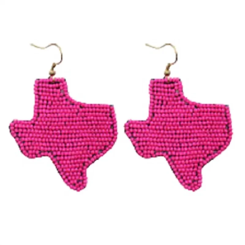 Hoop earrings with snake print designs for an edgy, wild appearance-Women's Texas Seed Bead Earrings In Hot Pink