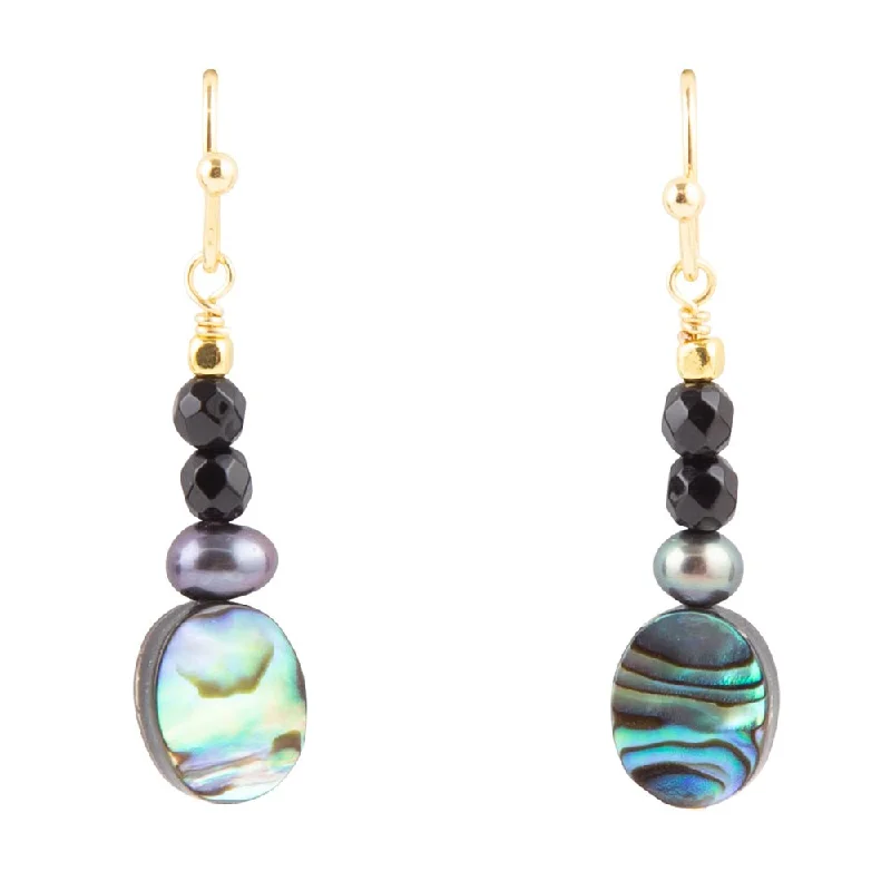 Best hoop earrings with vintage rhinestone embellishments for a retro-glam effect-Xavier Abalone Onyx Earrings