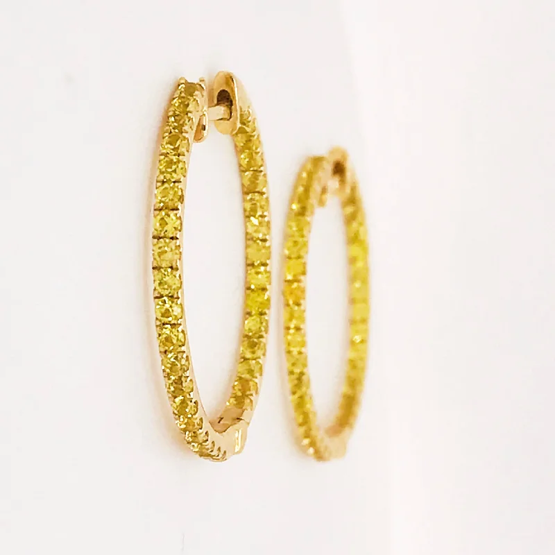 Hoop earrings with enamel stripes for a colorful and eye-catching design-Yellow Sapphire Inside Out Hoop Earrings