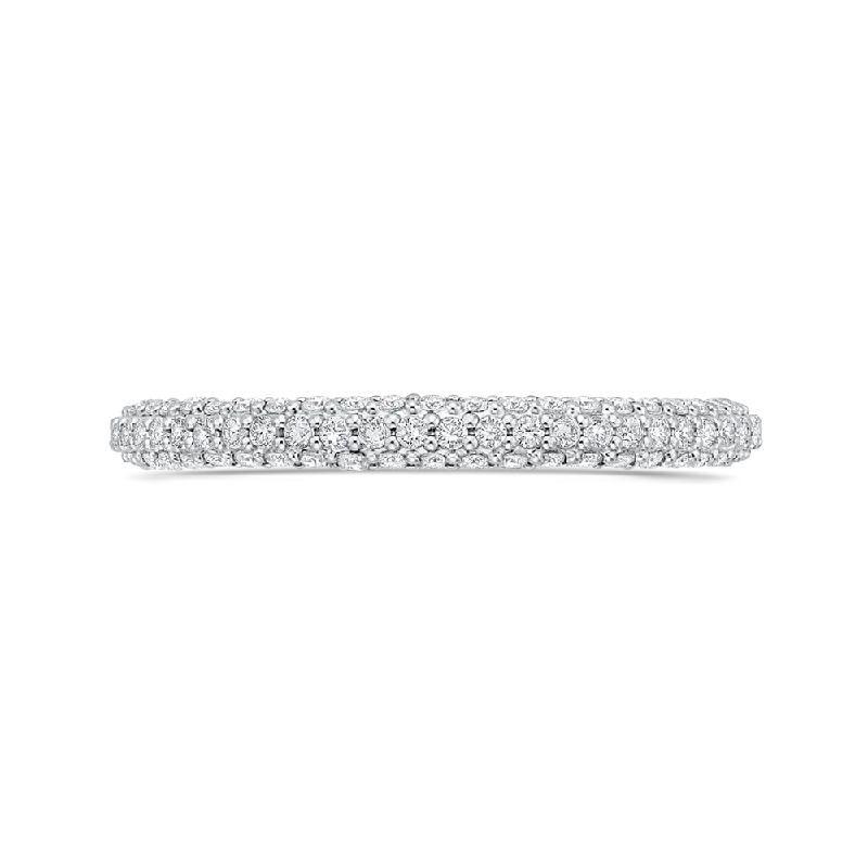 Necklaces and pendants with lotus flower designs for a spiritual, peaceful vibe-14K White Gold Round Diamond Half-Eternity Wedding Band