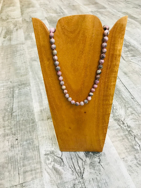 Best necklaces and pendants with sterling silver for an affordable yet stylish choice-18" 8mm Rhodonite Beaded Necklace