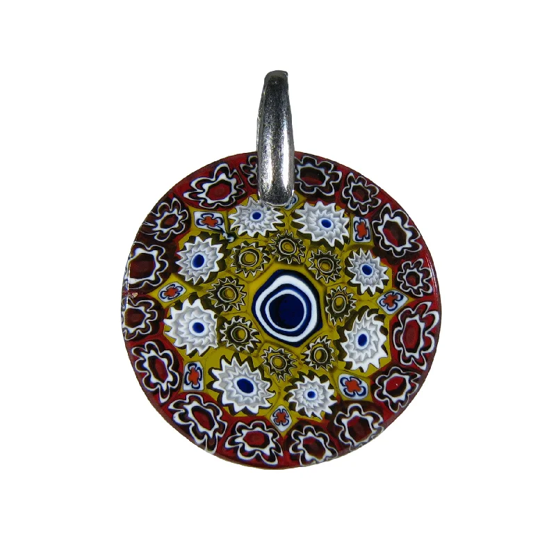 Best necklaces and pendants with silver chains for a sleek, timeless look-Amber Millefiori Round Pendant (20) ø 23 mm