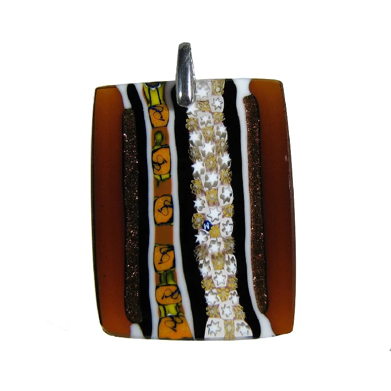 Necklaces and pendants with abstract shapes for a modern, creative appearance-Amber Murrina "Inglesina" Murano glass rectangular pendant