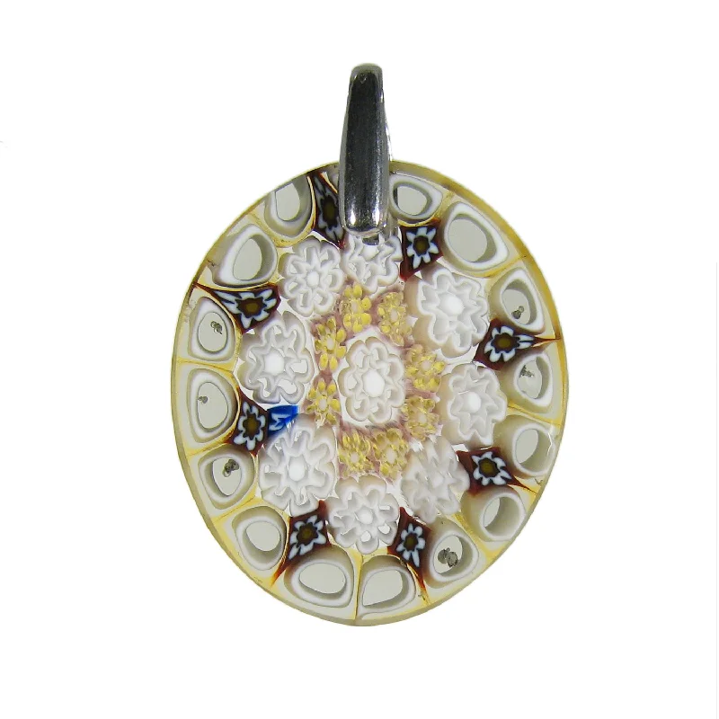 Best necklaces and pendants with heart-shaped designs for a romantic look-Amber Murrina Millefiori Murano glass oval pendant (20)