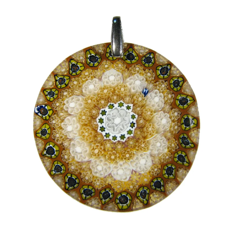 Necklaces and pendants with clear quartz for a pure and radiant look-Amber Murrina Millefiori Murano glass round pendant (27) ⌀ 38 mm