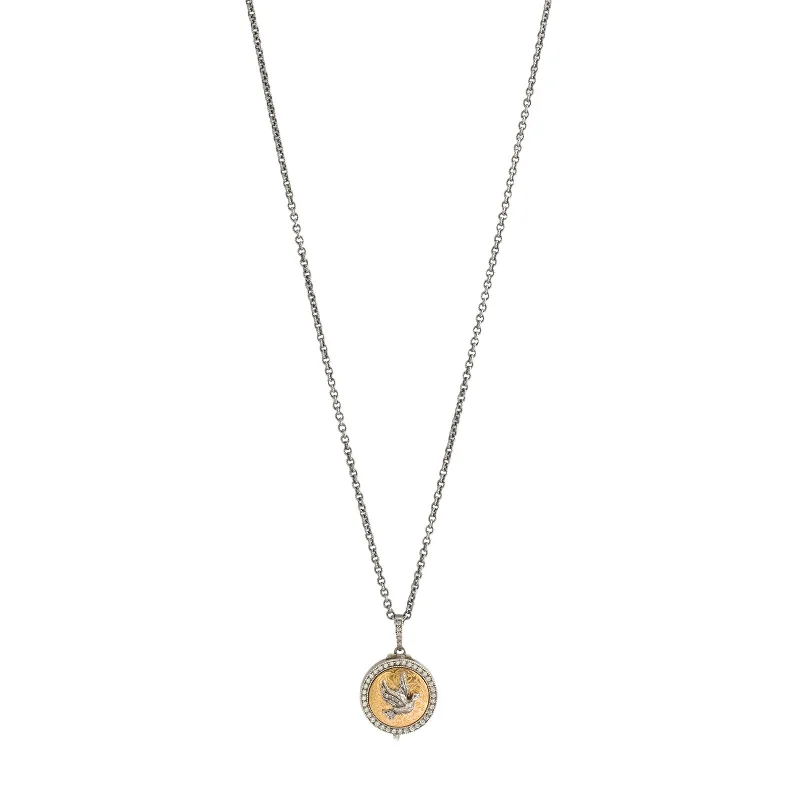 Beautiful necklaces and pendants with gemstone teardrops for an elegant effect-Round Engraved Baby Bird Locket Necklace