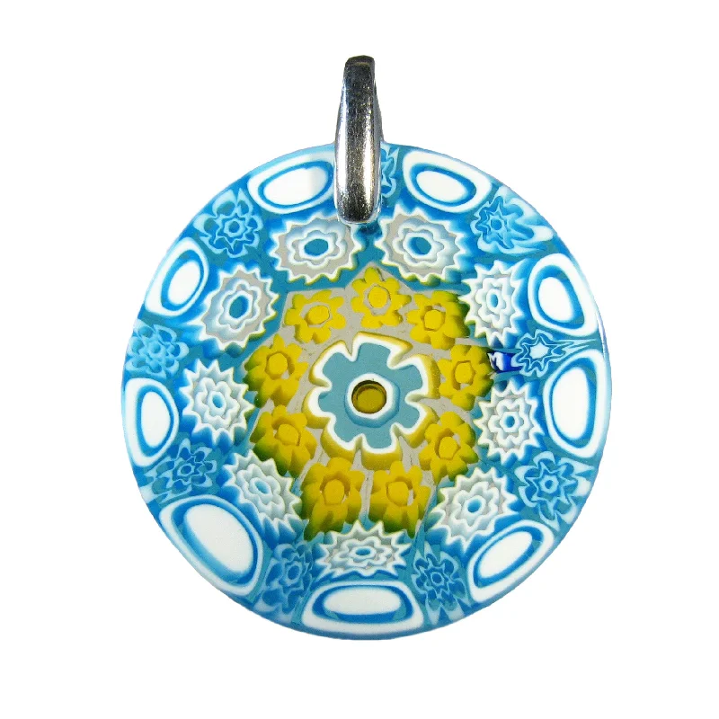 Best necklaces and pendants with layered designs for a chic, stacked look-Aquamarine Millefiori Round Pendant (20) ø 28 mm