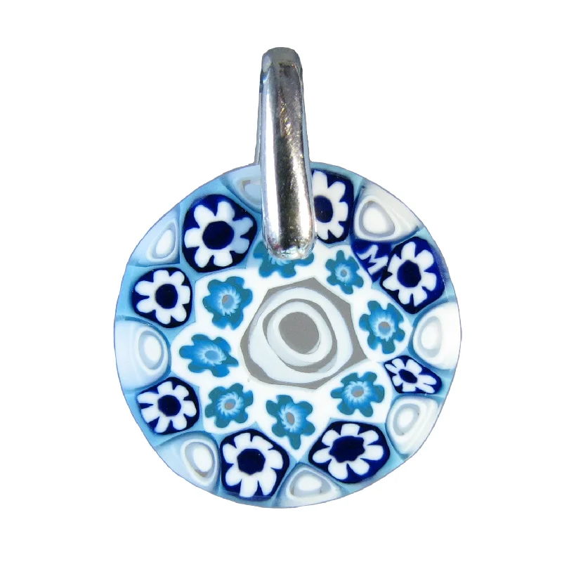 Best necklaces and pendants with floral designs for a feminine and elegant feel-Aquamarine Murrina Millefiori Murano glass pendant (15) ⌀ 18 mm